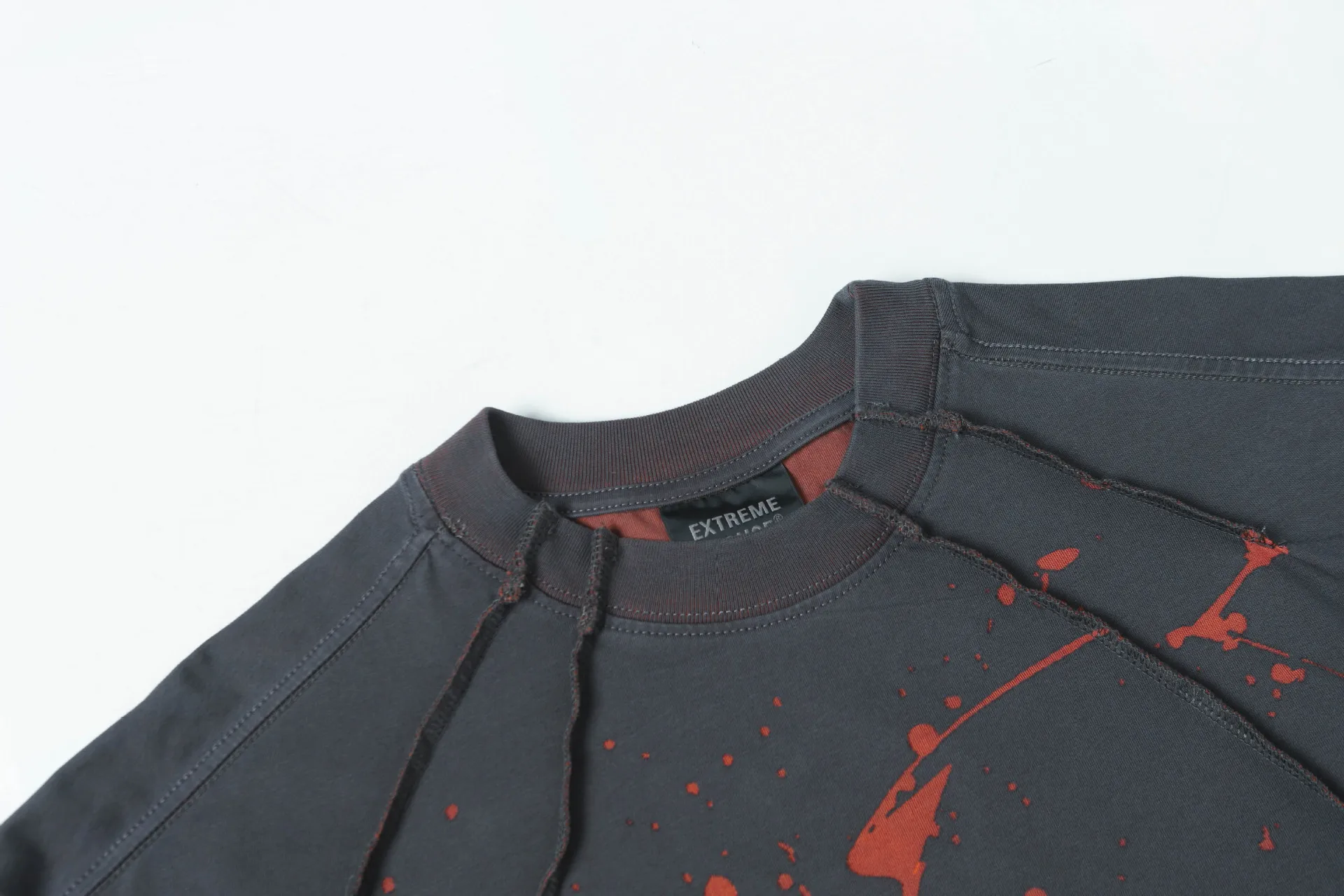 Jiayiku  Summer T-Shirt Men's American Retro Trendy Brand Burnt Flower Hole Heavy Industry Raw Edge Washed T-Shirt Short-Sleeved Men display picture 28