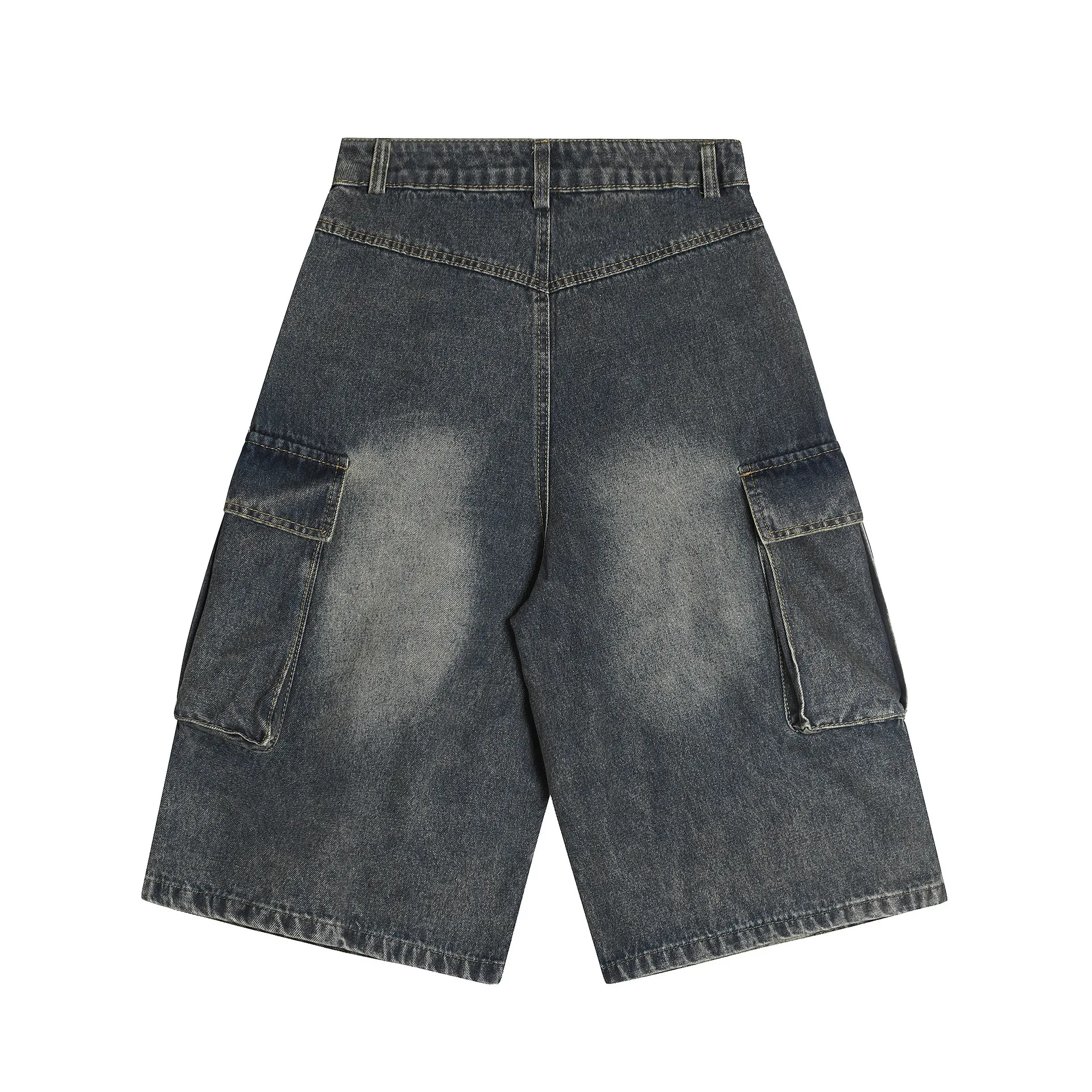Jiayiku Fashion Brand Summer Denim Pants American Vintage Washed Rough Denim Shorts Loose Tooling Pants display picture 4