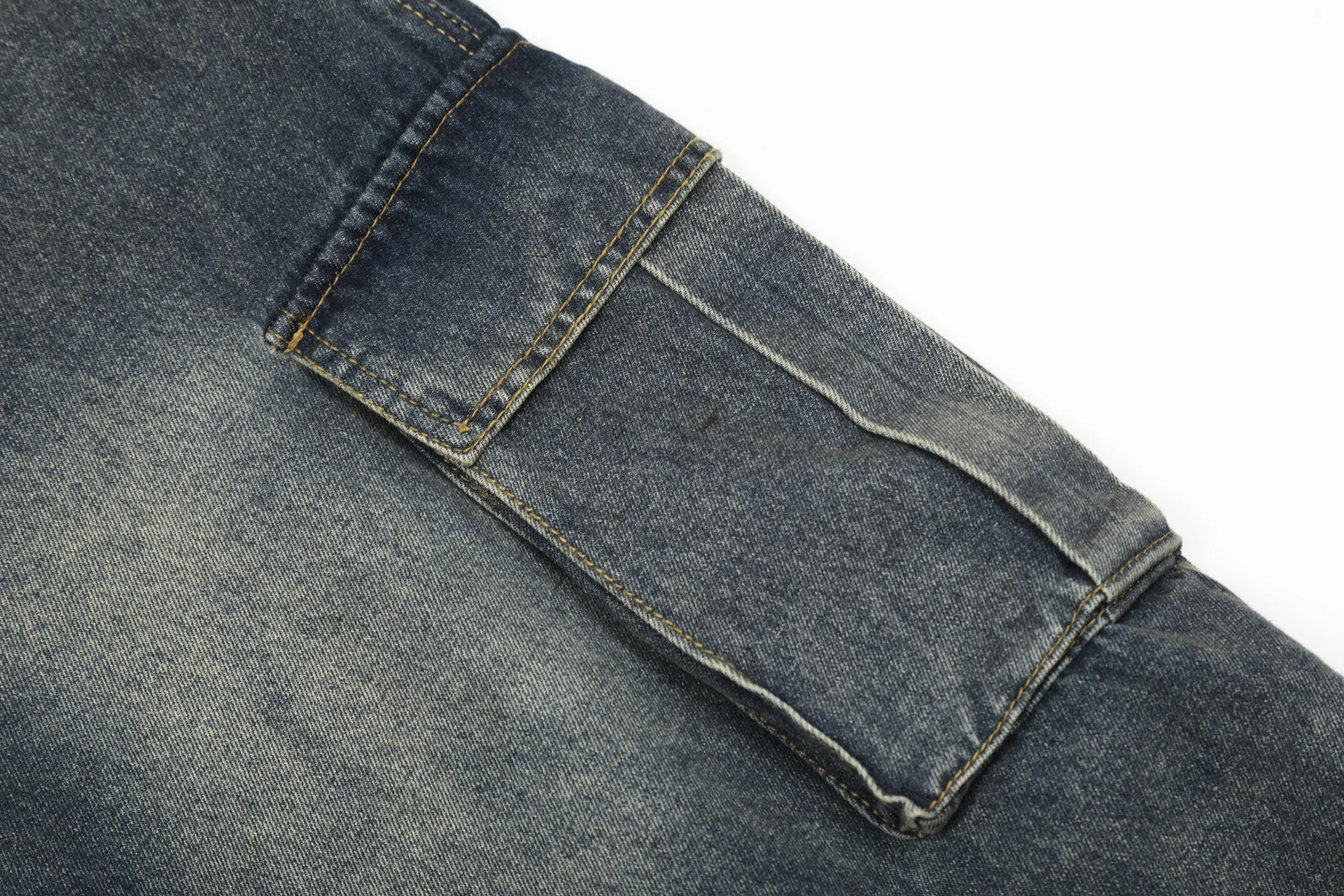 Jiayiku Fashion Brand Summer Denim Pants American Vintage Washed Rough Denim Shorts Loose Tooling Pants display picture 9