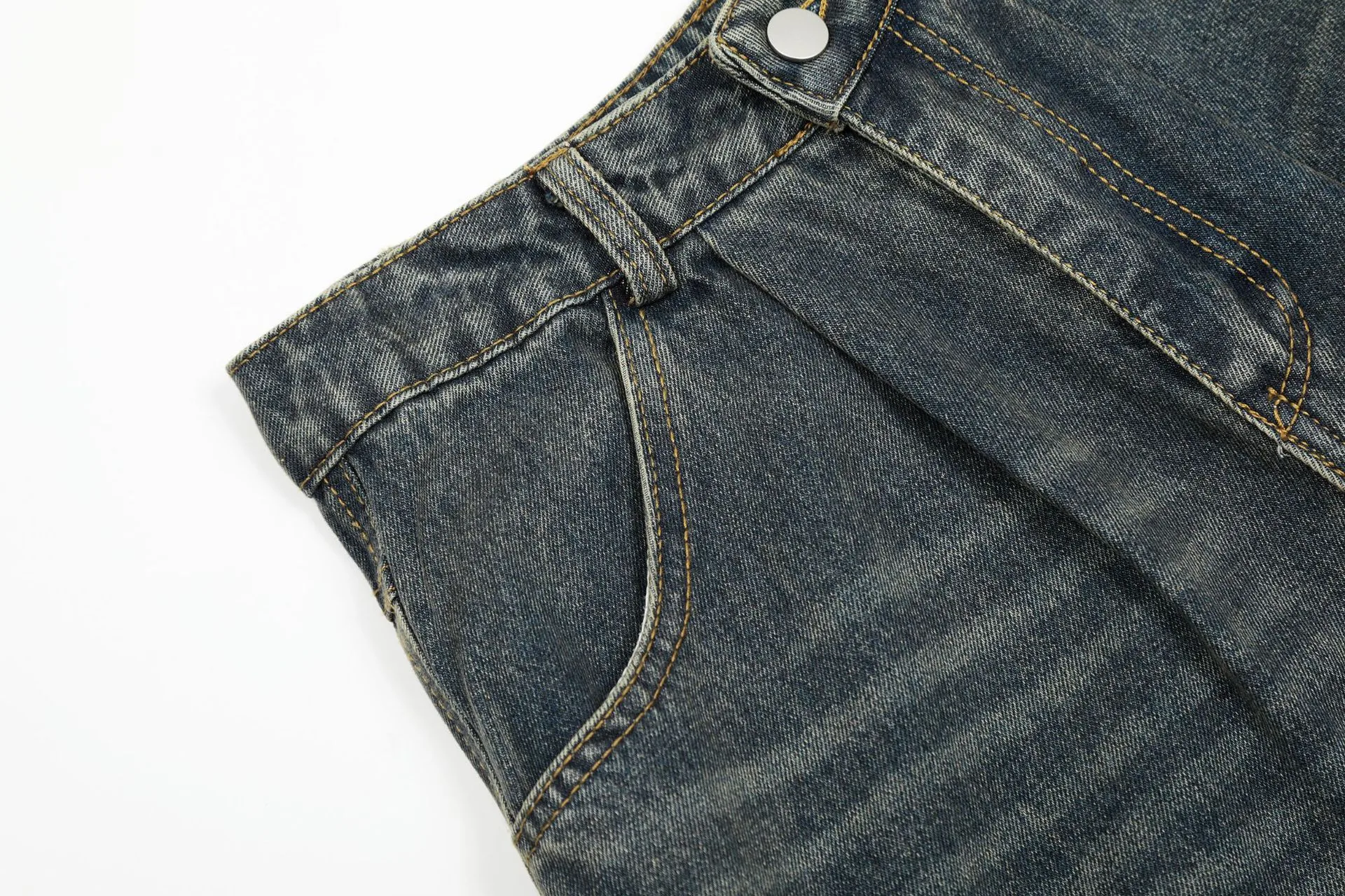 Jiayiku Fashion Brand Summer Denim Pants American Vintage Washed Rough Denim Shorts Loose Tooling Pants display picture 10