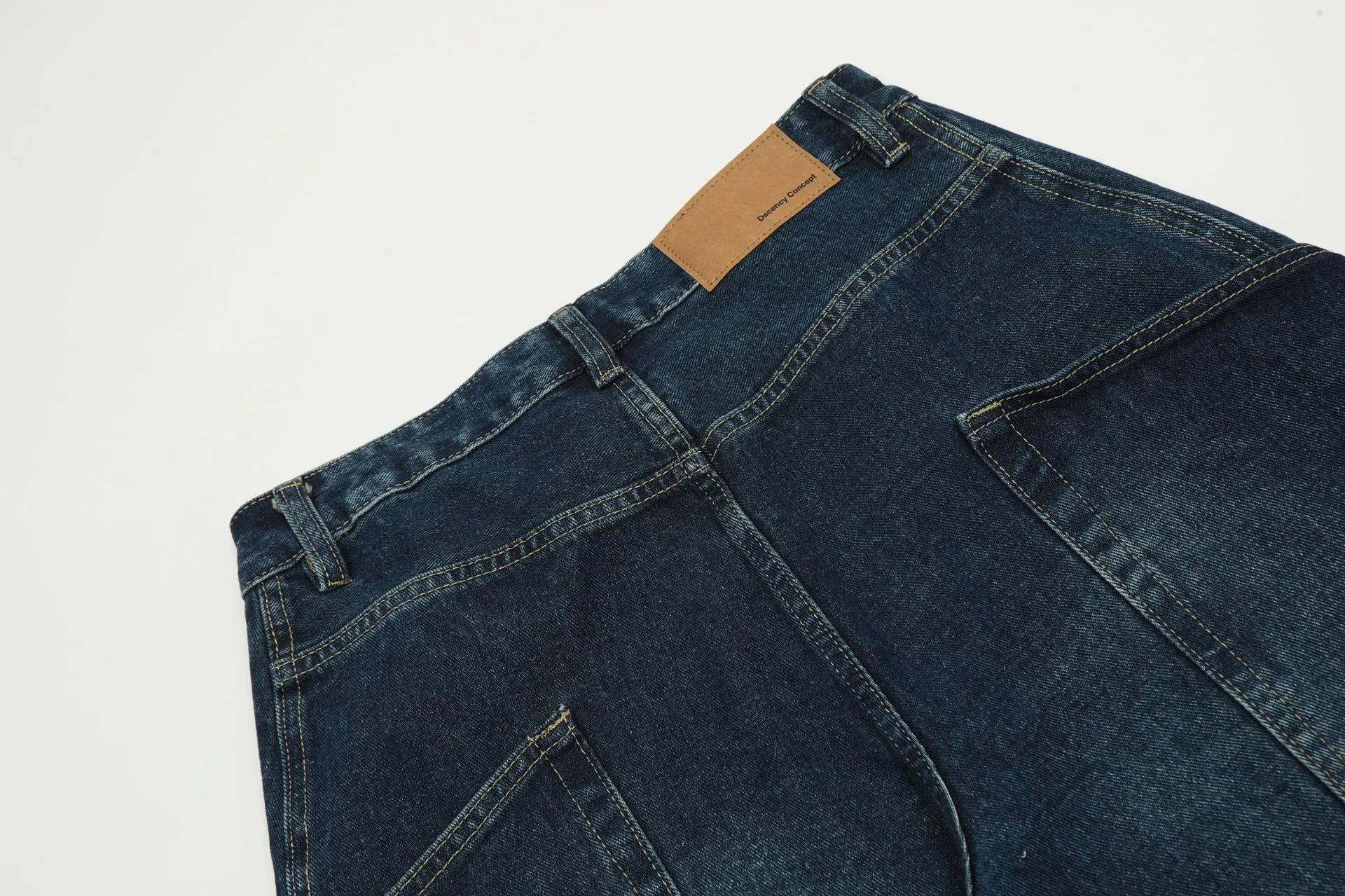 Jiayiku Men's  American High Street Retro Washed Jeans Loose Vibe Scimitar Wide Leg Pants For Men And Women display picture 11