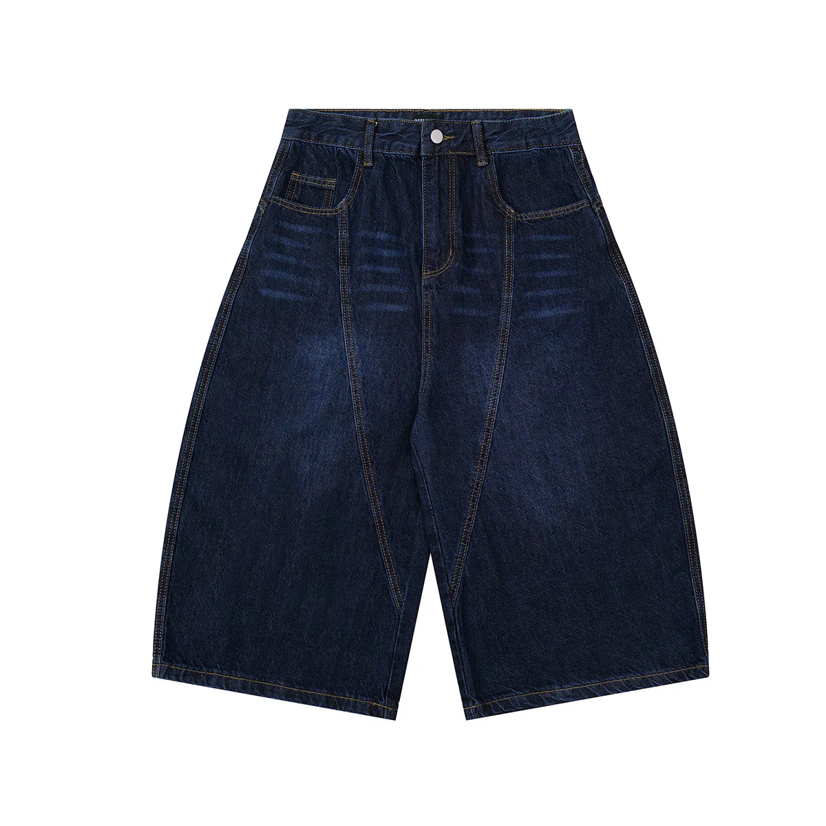 Jiayiku Trendy Brand  Summer Men's American Retro Washed Denim Shorts Straight-Leg Stylish Curved Shorts display picture 6