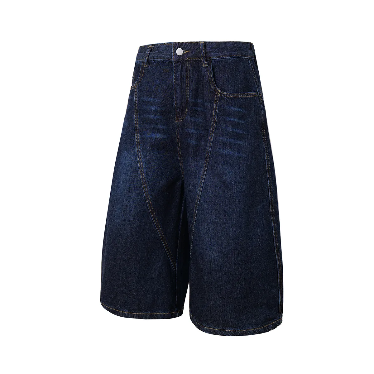 Jiayiku Trendy Brand  Summer Men's American Retro Washed Denim Shorts Straight-Leg Stylish Curved Shorts display picture 5