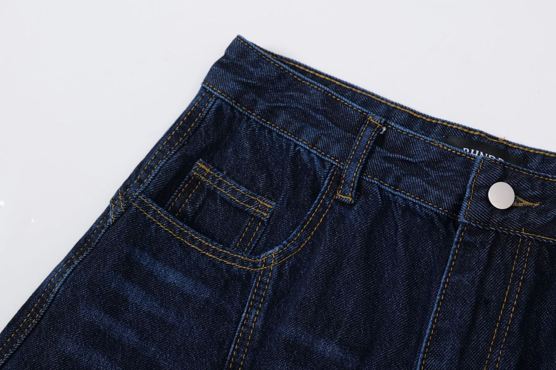 Jiayiku Trendy Brand  Summer Men's American Retro Washed Denim Shorts Straight-Leg Stylish Curved Shorts display picture 11