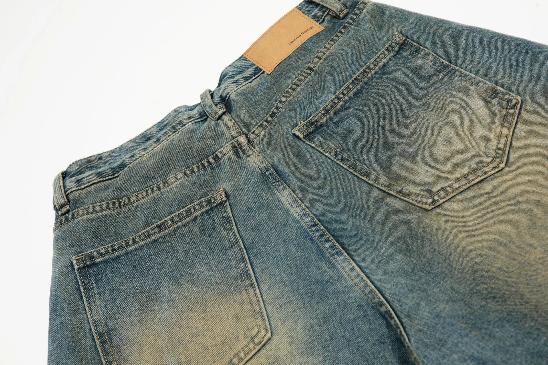 Jiayiku Trendy Brand   High Street Vibe Camouflage Denim Shorts Men's Ro Trendy Fake Two-Piece Ripped Cropped Pants display picture 13