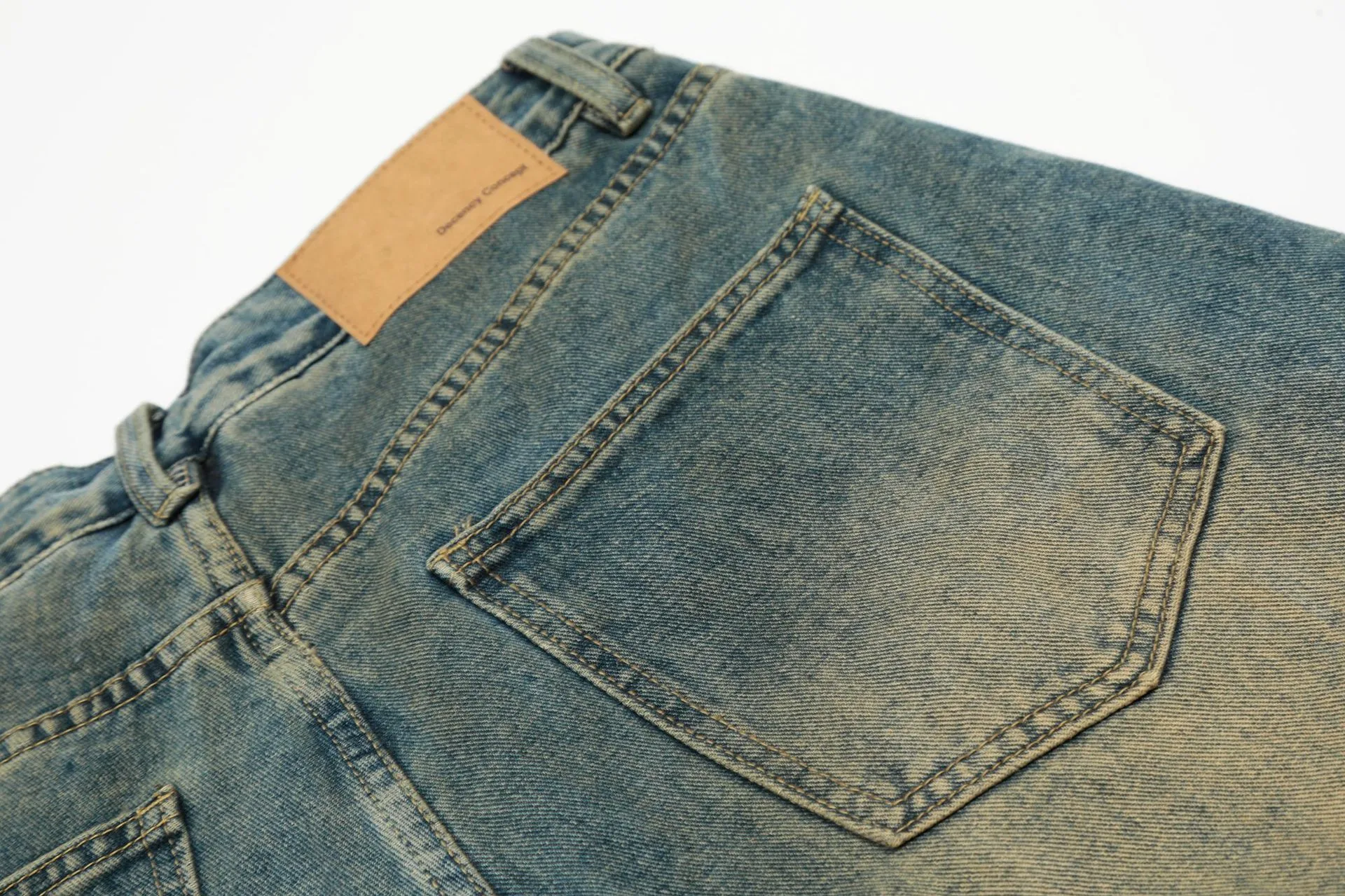 Jiayiku Trendy Brand   High Street Vibe Camouflage Denim Shorts Men's Ro Trendy Fake Two-Piece Ripped Cropped Pants display picture 16