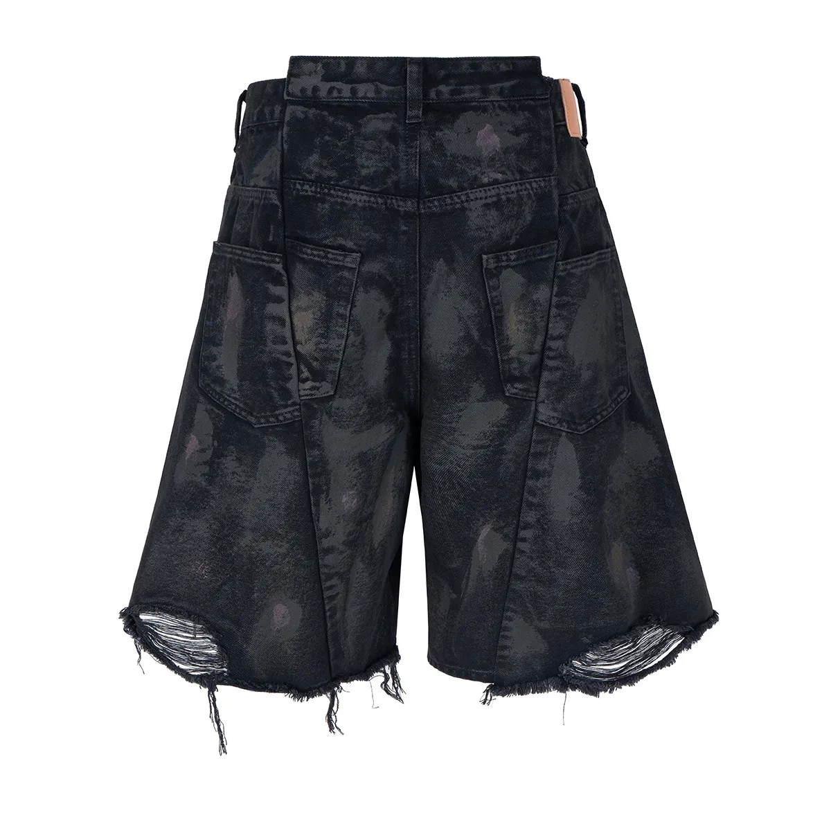Jiayiku Men's Wear Waste Soil Dirty Dyed American High Street Heavy Washing Destruction Denim Pants Men's Wide Leg Shorts display picture 8