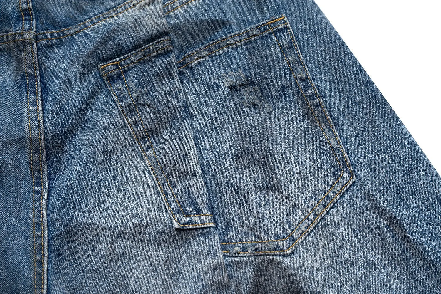 Jiayiku Men's Wear Waste Soil Dirty Dyed American High Street Heavy Washing Destruction Denim Pants Men's Wide Leg Shorts display picture 16
