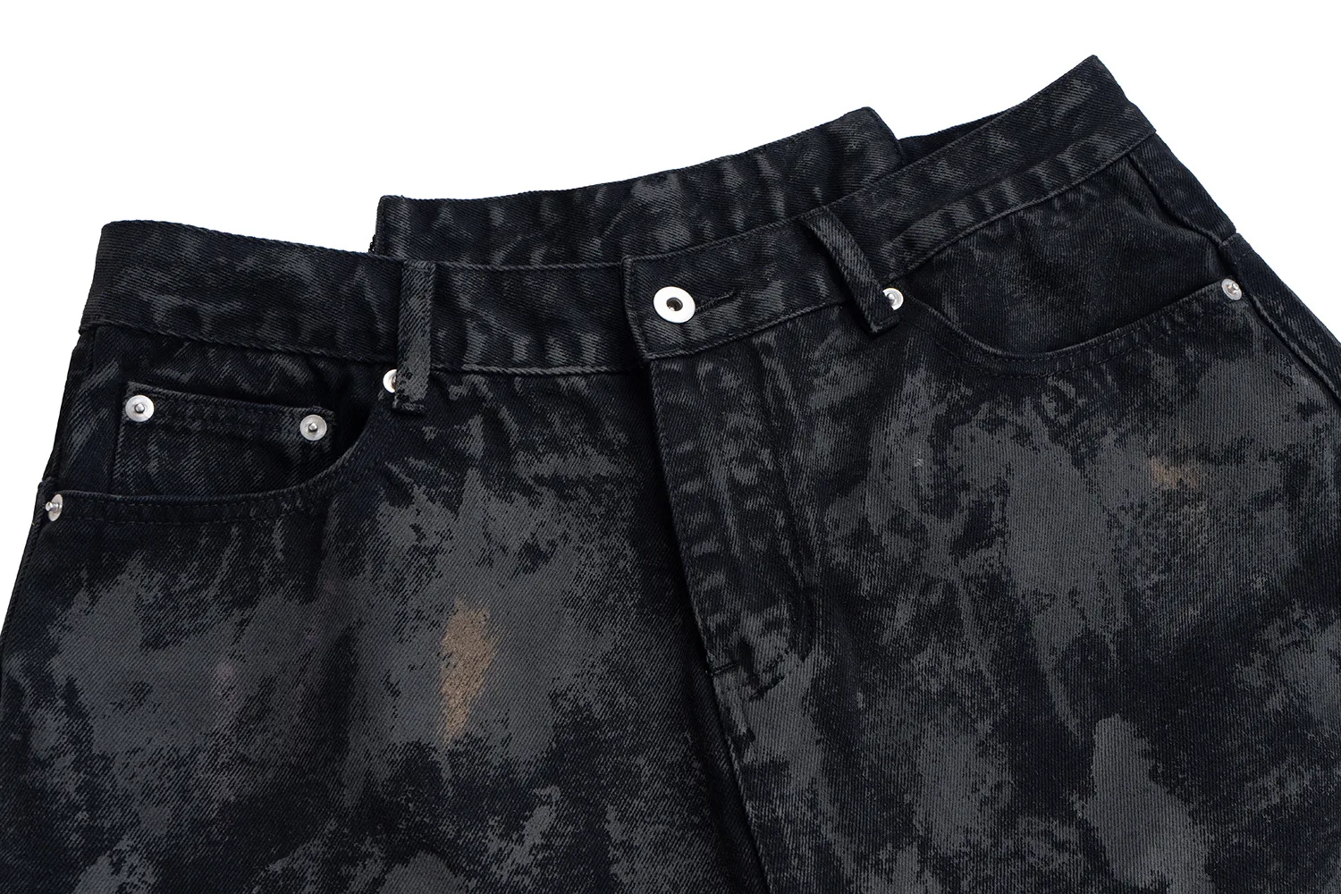 Jiayiku Men's Wear Waste Soil Dirty Dyed American High Street Heavy Washing Destruction Denim Pants Men's Wide Leg Shorts display picture 18