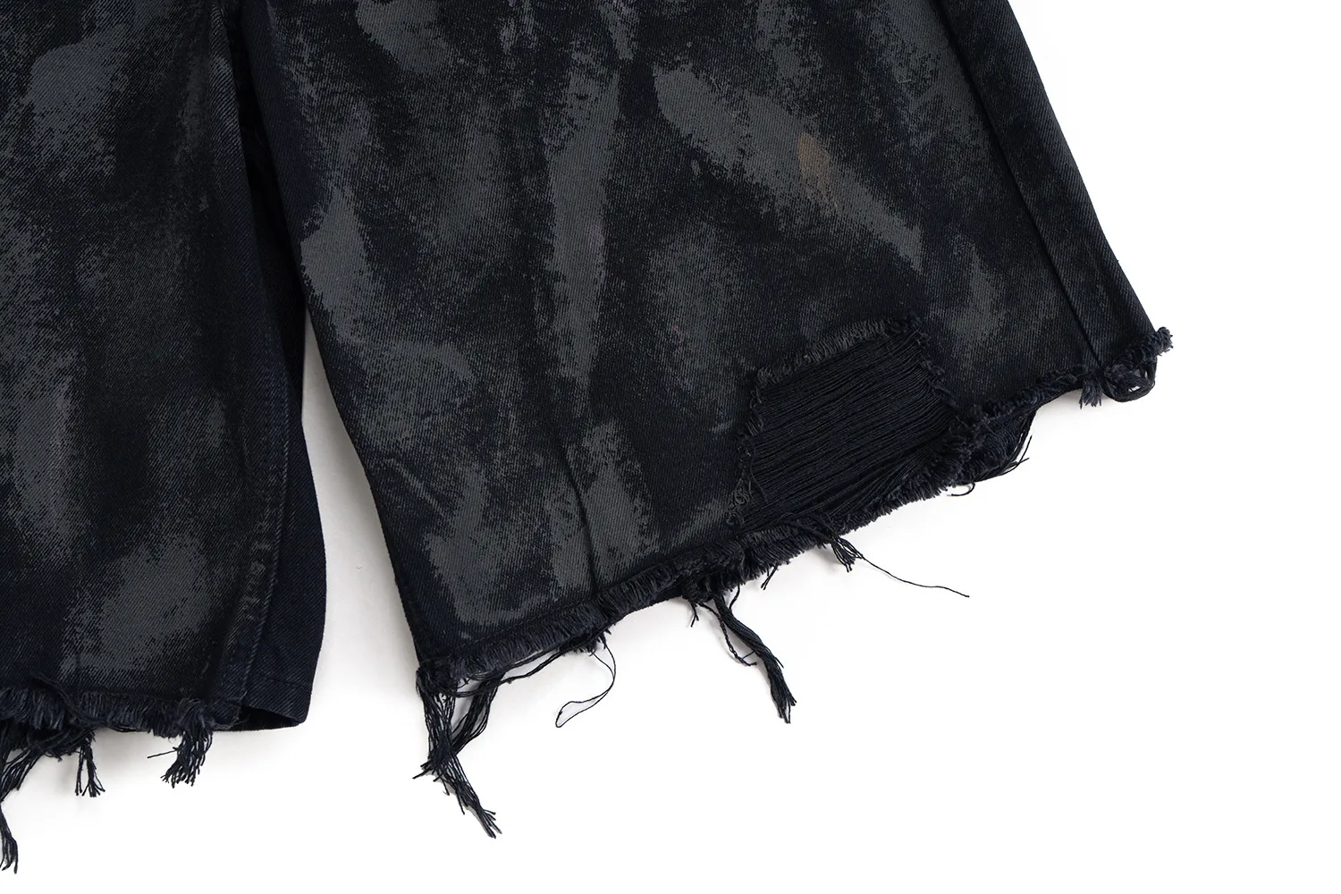 Jiayiku Men's Wear Waste Soil Dirty Dyed American High Street Heavy Washing Destruction Denim Pants Men's Wide Leg Shorts display picture 21