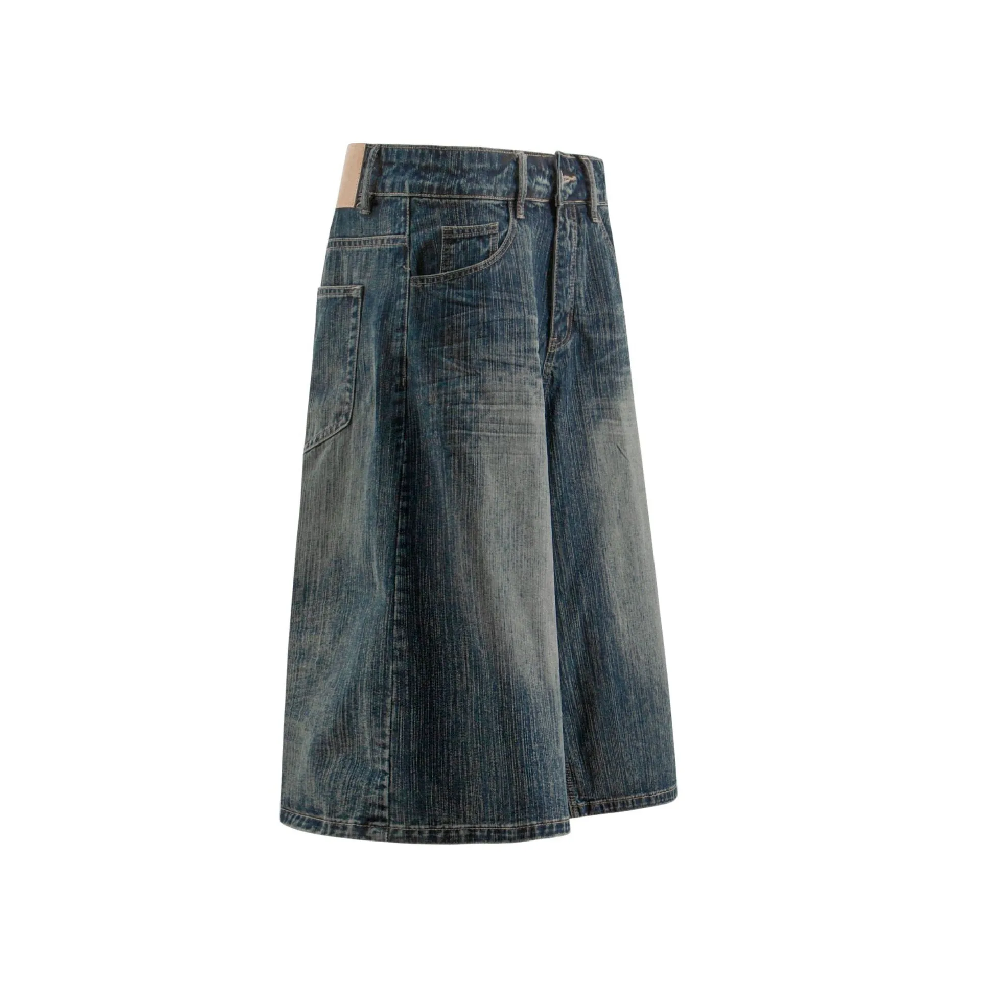 Jiayiku Men's Summer Denim Mid-Pants Men's American Fashion Brand Washed Bamboo Pattern Denim Shorts Loose Cropped Pants display picture 4