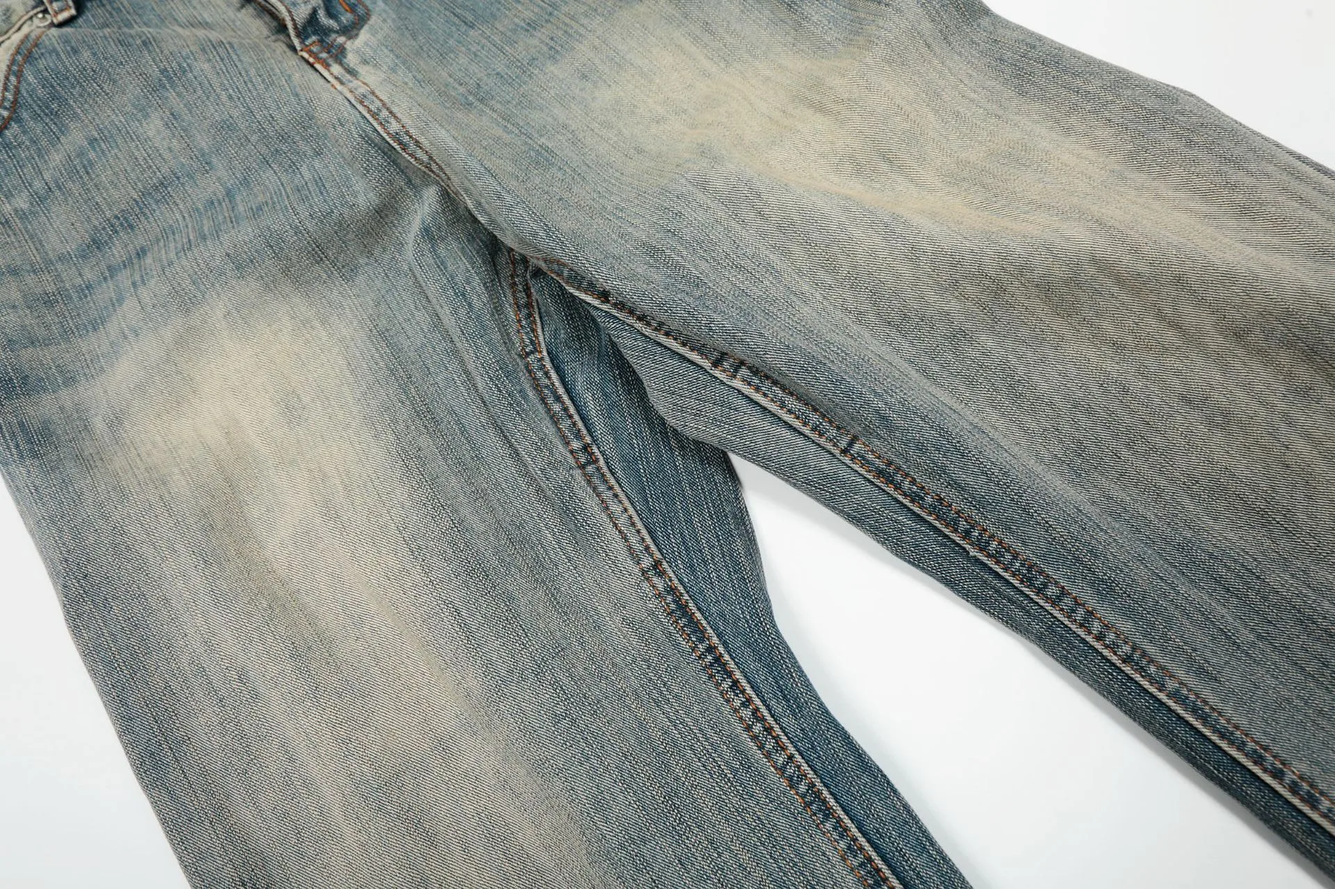 Jiayiku Men's  New High Street American Scimitar Pants Retro Washed Jeans Men's And Women's Vibe Wide Leg Pants display picture 7