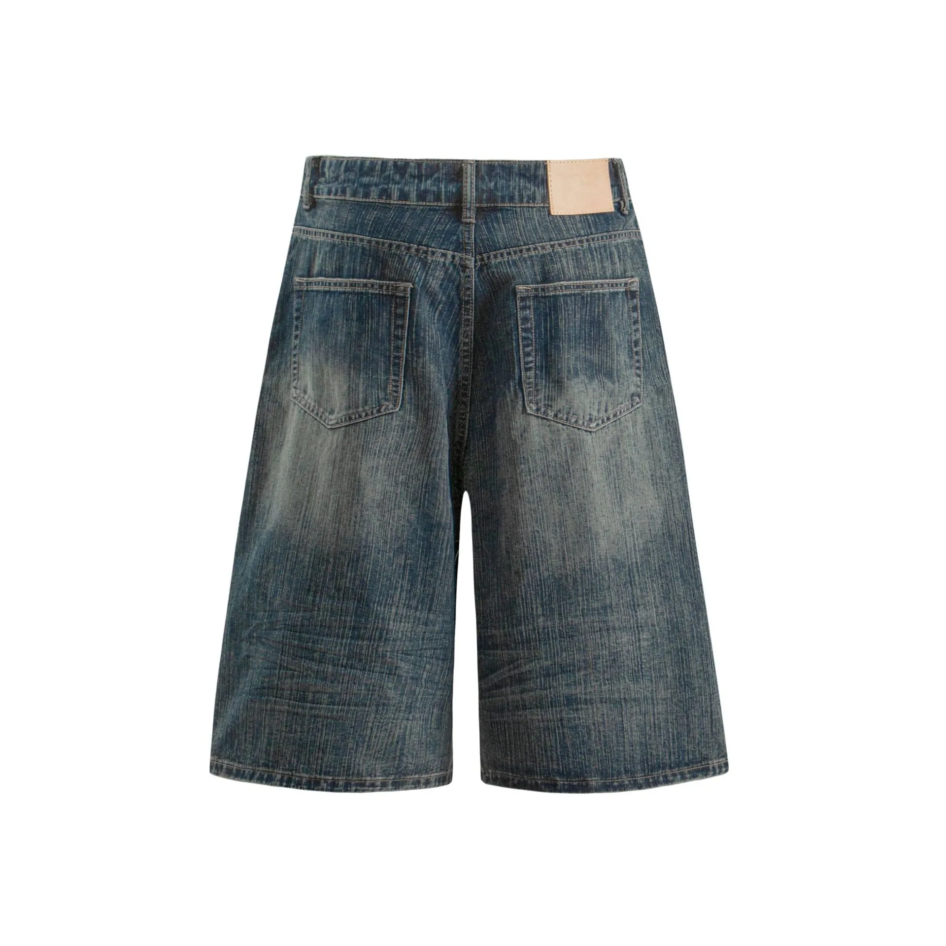 Jiayiku Men's Summer Denim Mid-Pants Men's American Fashion Brand Washed Bamboo Pattern Denim Shorts Loose Cropped Pants display picture 5