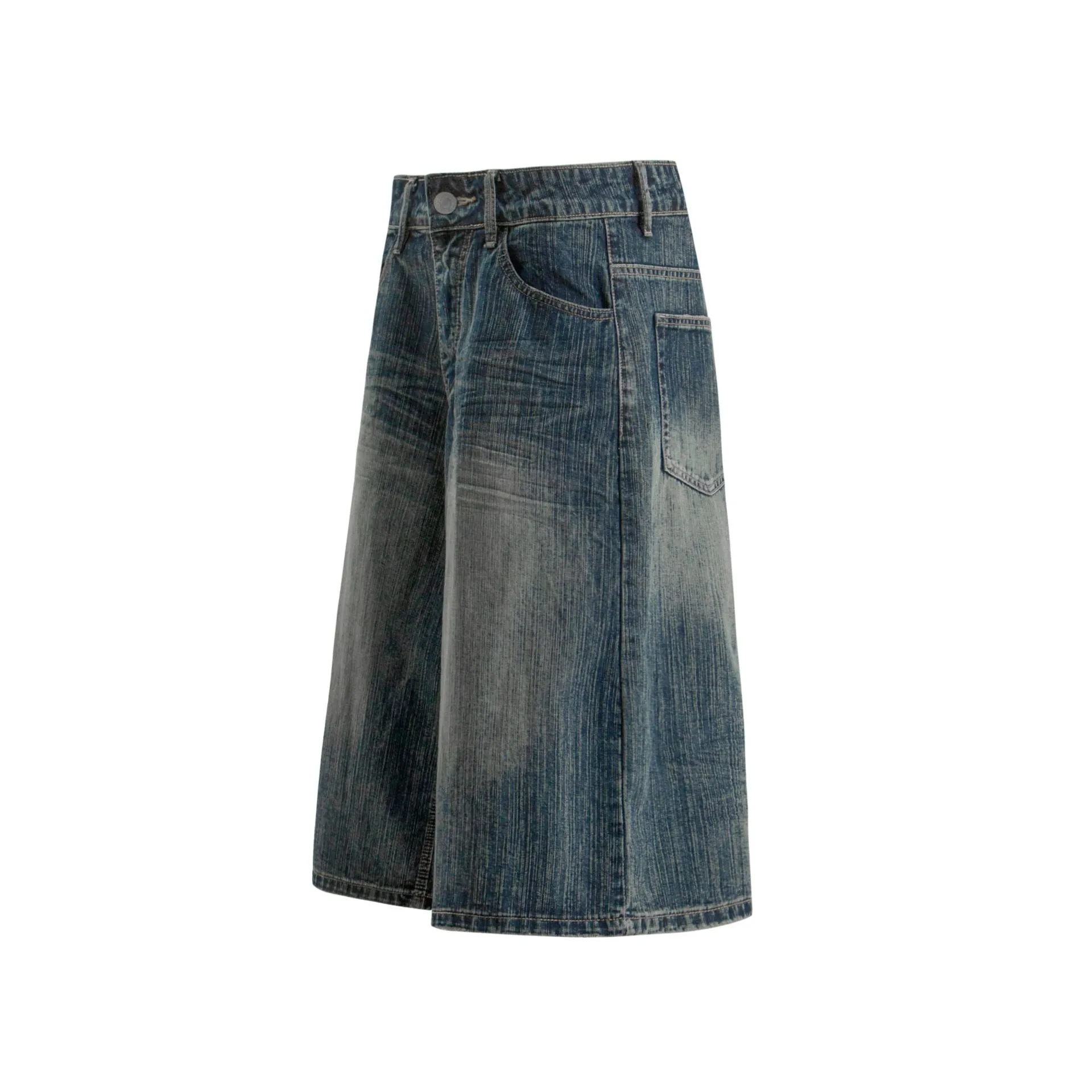 Jiayiku Men's Summer Denim Mid-Pants Men's American Fashion Brand Washed Bamboo Pattern Denim Shorts Loose Cropped Pants display picture 6
