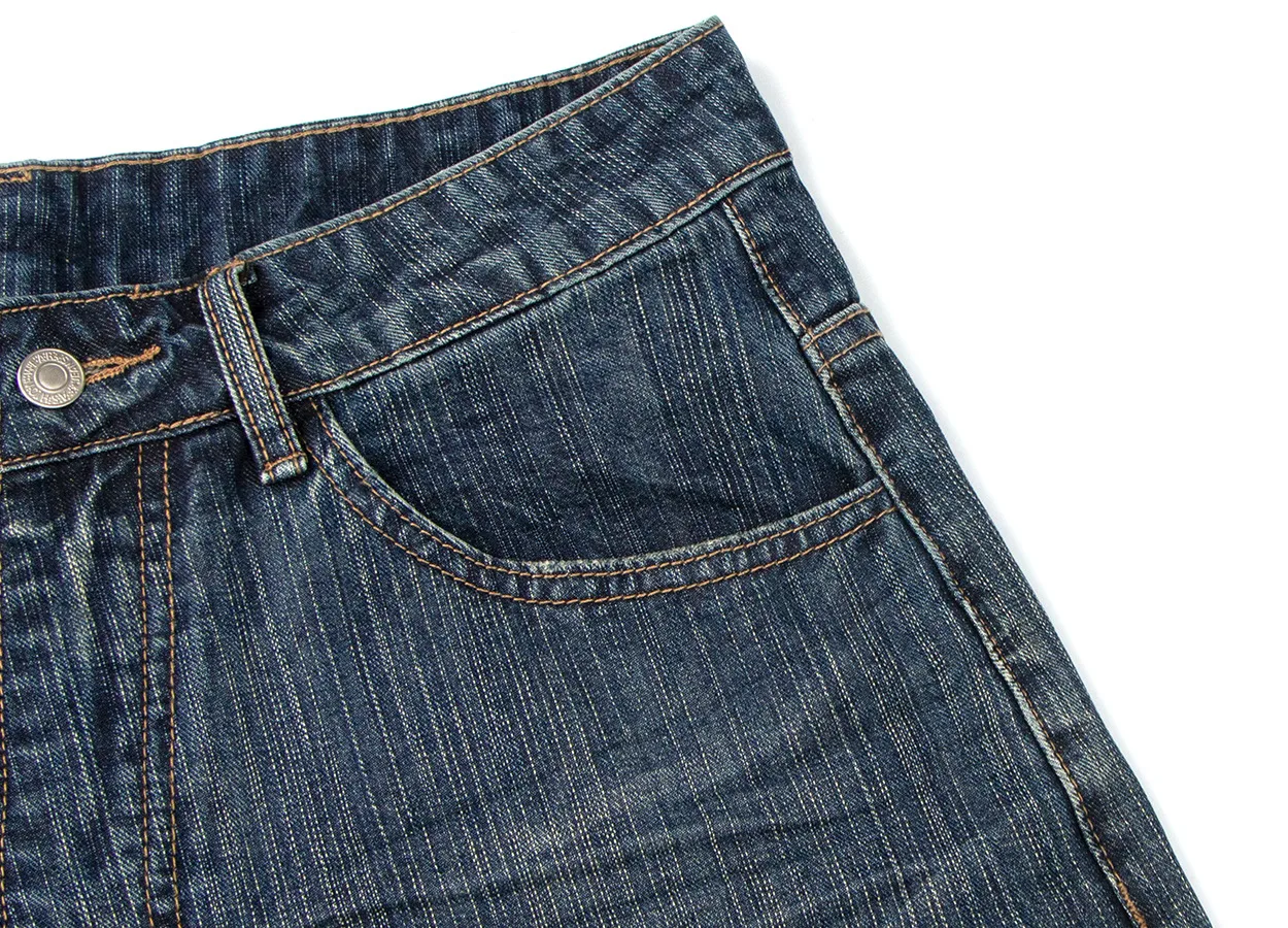 Jiayiku Men's Summer Denim Mid-Pants Men's American Fashion Brand Washed Bamboo Pattern Denim Shorts Loose Cropped Pants display picture 9