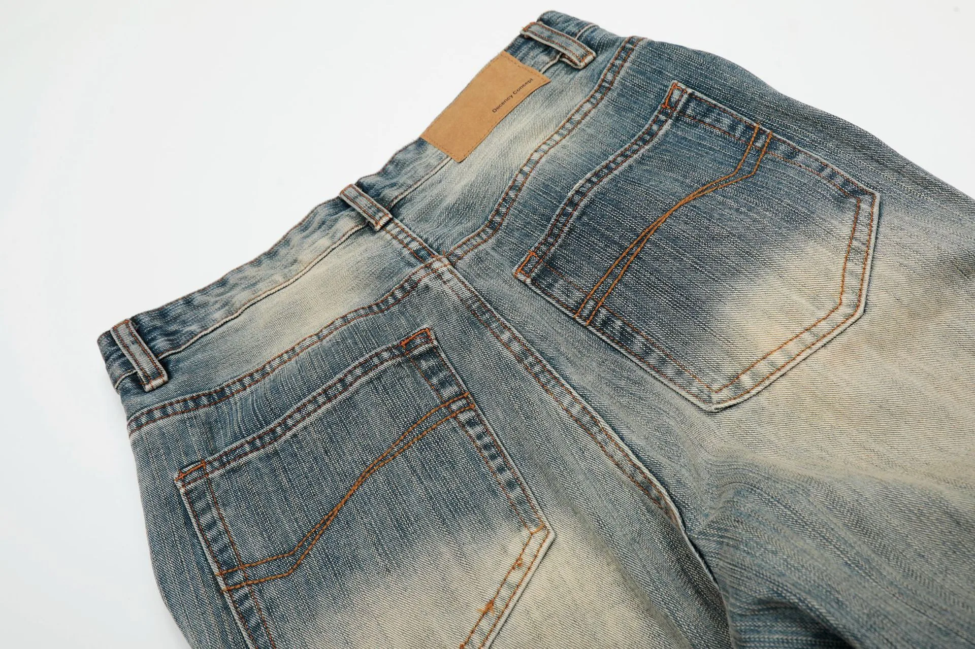 Jiayiku Men's  New High Street American Scimitar Pants Retro Washed Jeans Men's And Women's Vibe Wide Leg Pants display picture 10