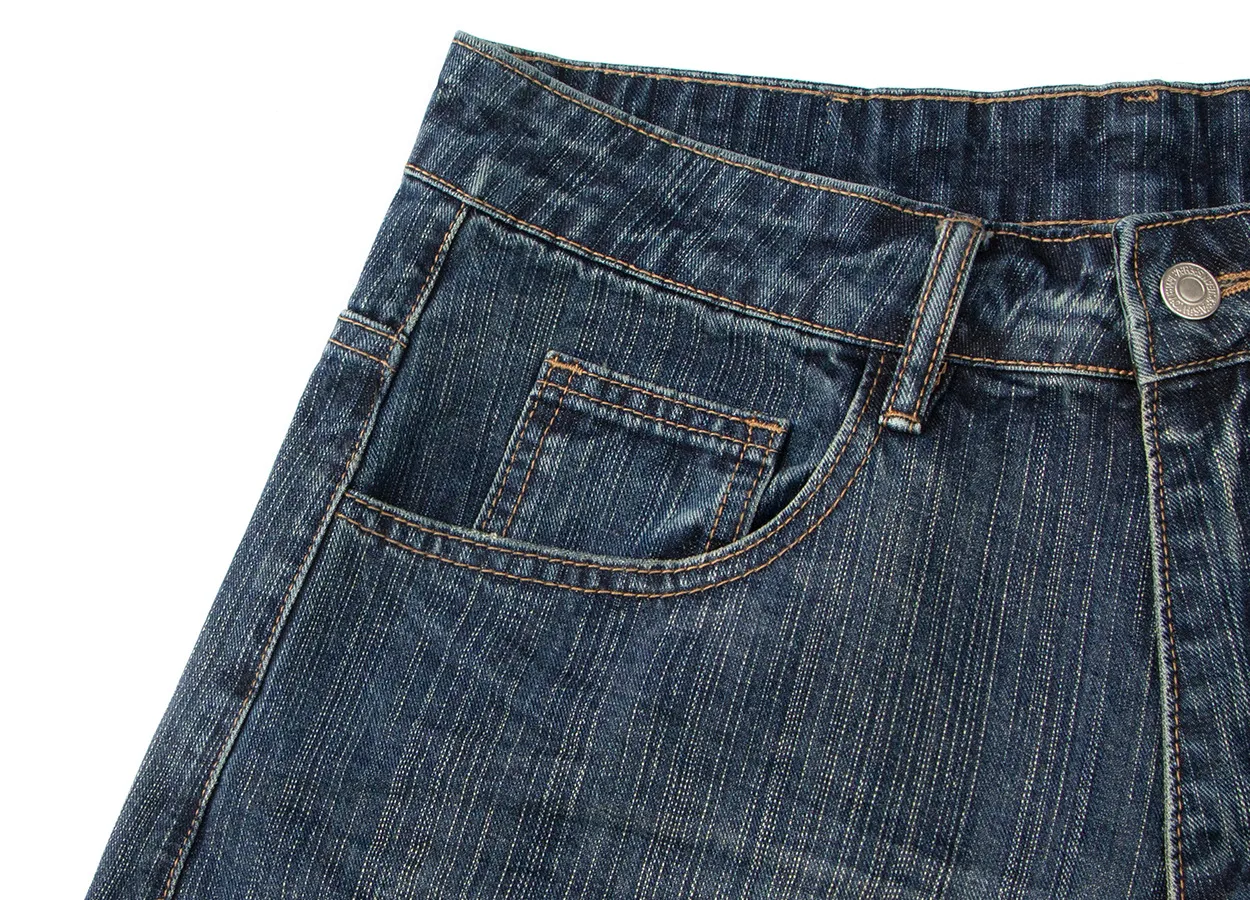 Jiayiku Men's Summer Denim Mid-Pants Men's American Fashion Brand Washed Bamboo Pattern Denim Shorts Loose Cropped Pants display picture 10