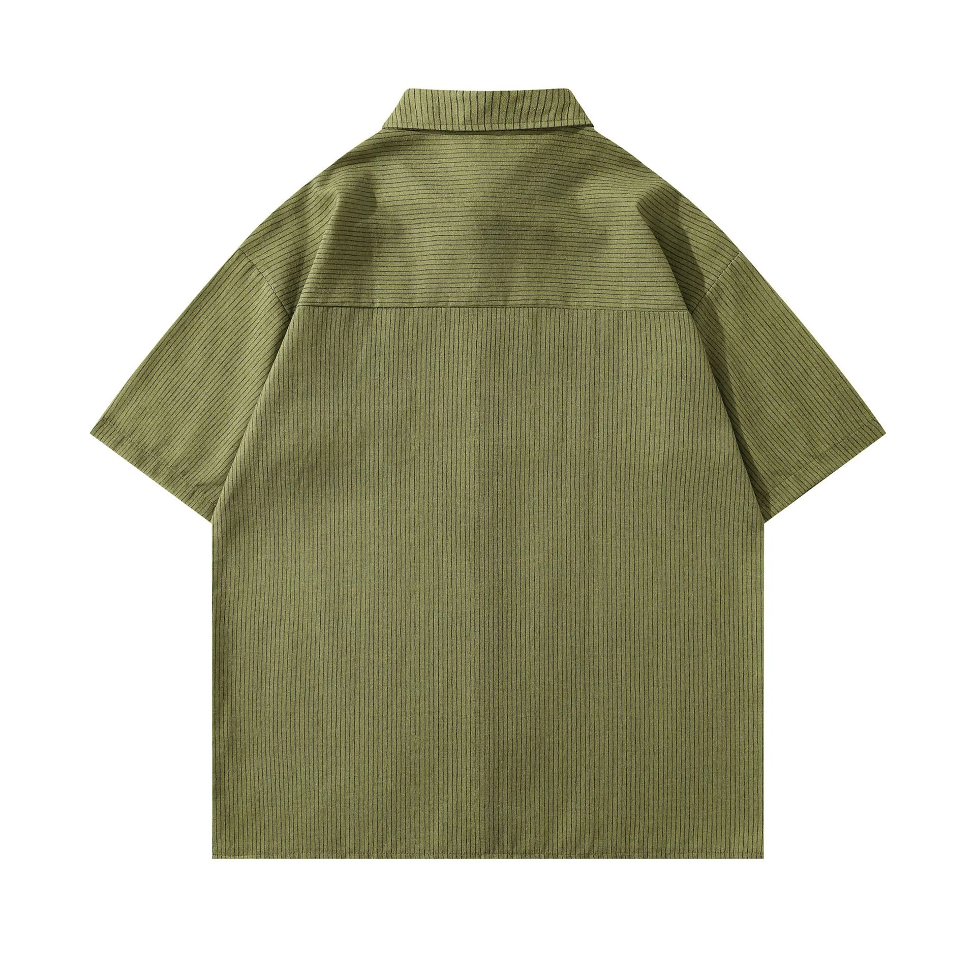Jiayiku Men's  Summer Shirt New Style Retro Vintage Campus Style Floral Stripesd Shirt Short Sleeves display picture 8