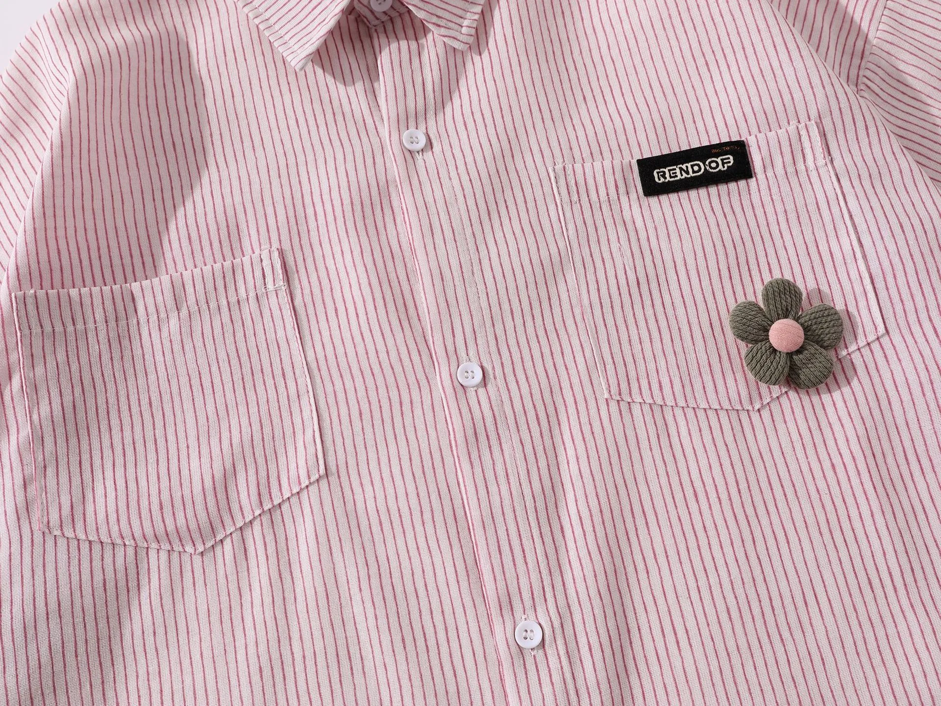 Jiayiku Men's  Summer Shirt New Style Retro Vintage Campus Style Floral Stripesd Shirt Short Sleeves display picture 13
