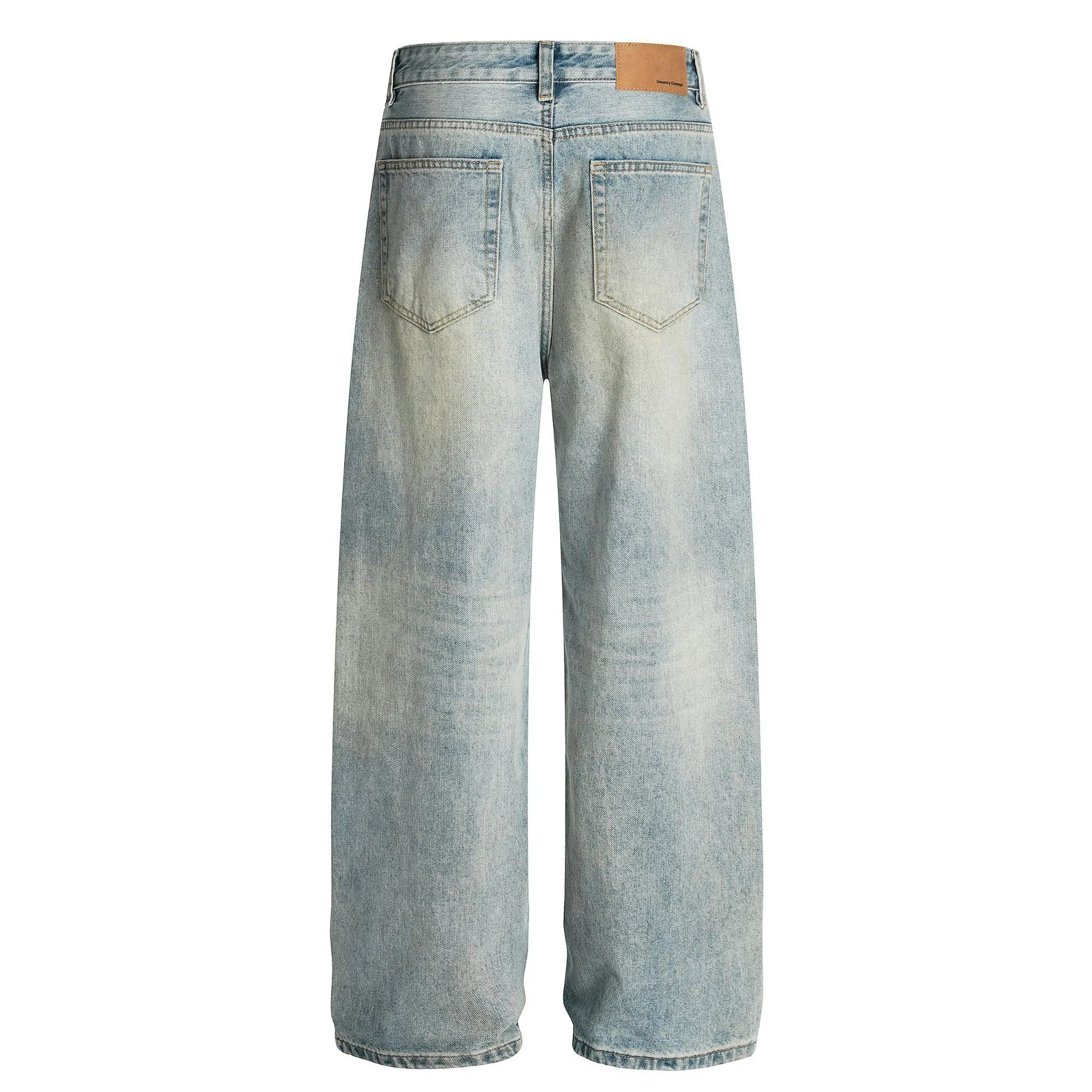 Jiayiku Trendy Brand  American Retro Washed Jeans Straight Simple Stylish Cleanfit Pants For Men And Women display picture 5