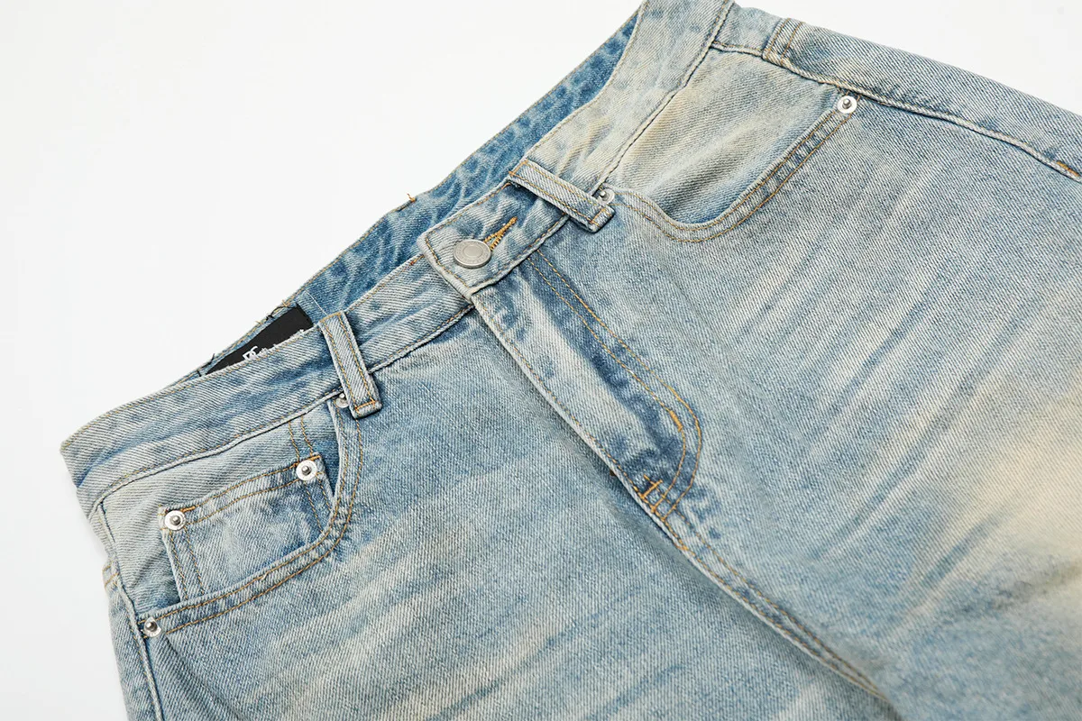 Jiayiku Trendy Brand  American Retro Washed Jeans Straight Simple Stylish Cleanfit Pants For Men And Women display picture 6