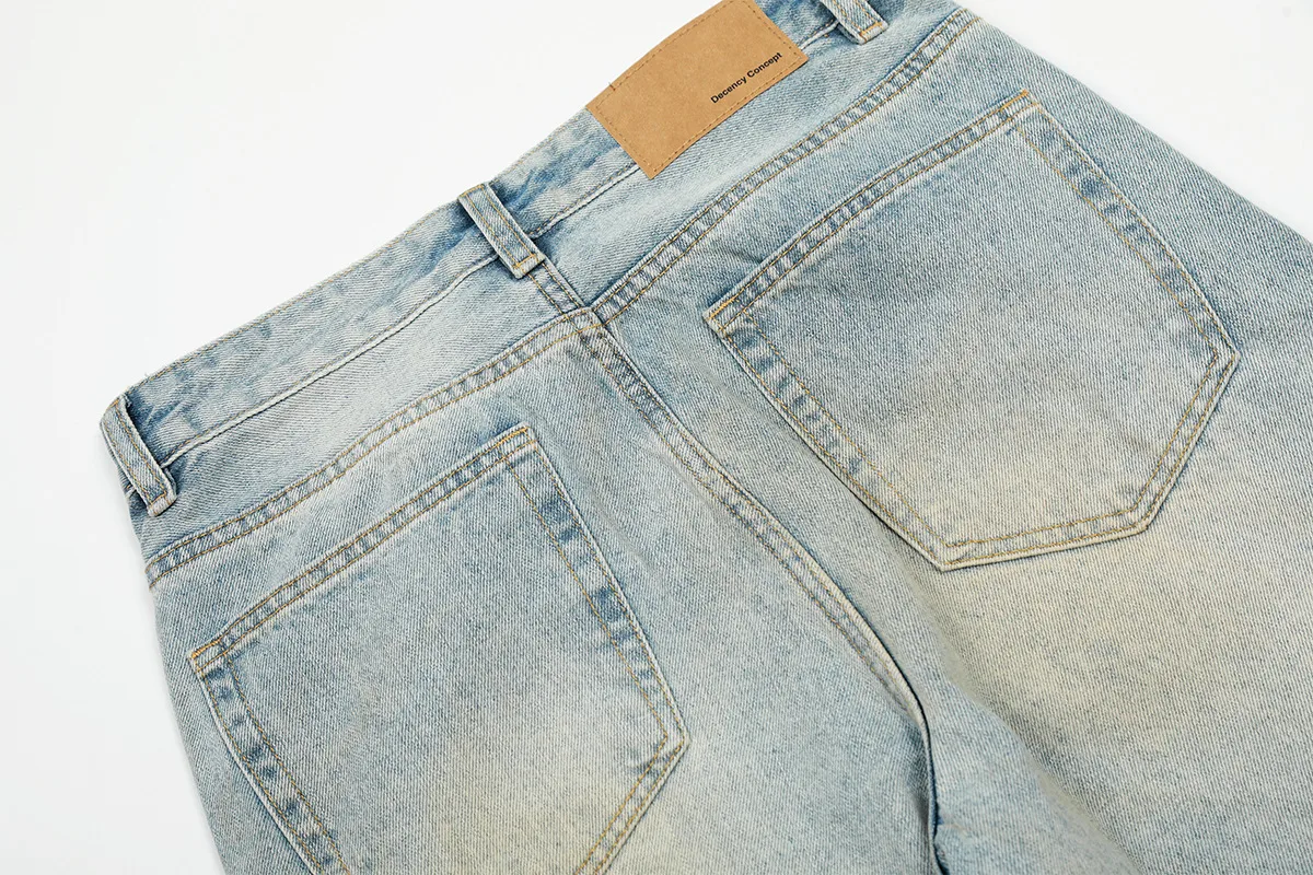 Jiayiku Trendy Brand  American Retro Washed Jeans Straight Simple Stylish Cleanfit Pants For Men And Women display picture 9