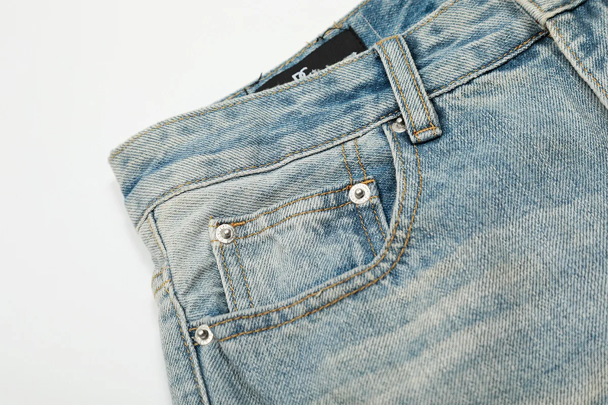 Jiayiku Trendy Brand  American Retro Washed Jeans Straight Simple Stylish Cleanfit Pants For Men And Women display picture 10