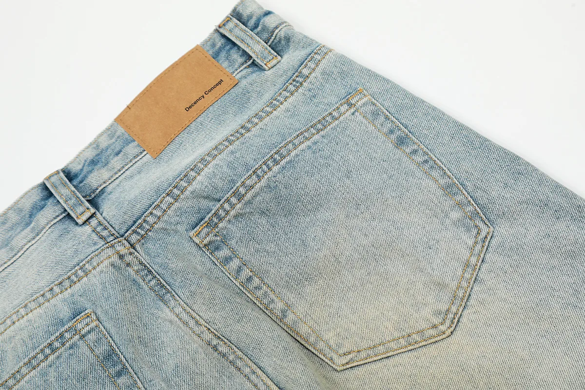 Jiayiku Trendy Brand  American Retro Washed Jeans Straight Simple Stylish Cleanfit Pants For Men And Women display picture 12