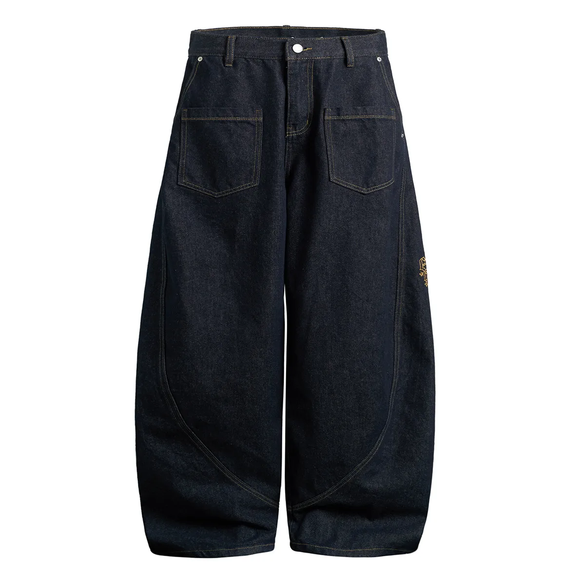 Jiayiku Trendy Brand  American Retro Washed Jeans Personalized Scimitar Pants Cleanfit Pants High Quality display picture 3
