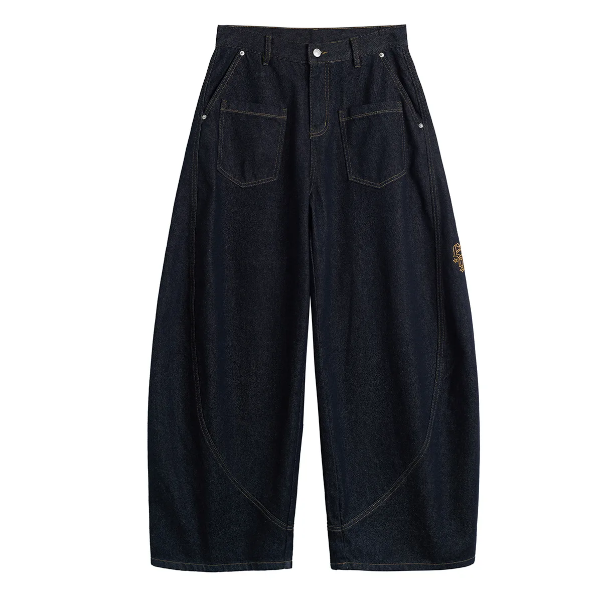 Jiayiku Trendy Brand  American Retro Washed Jeans Personalized Scimitar Pants Cleanfit Pants High Quality display picture 5