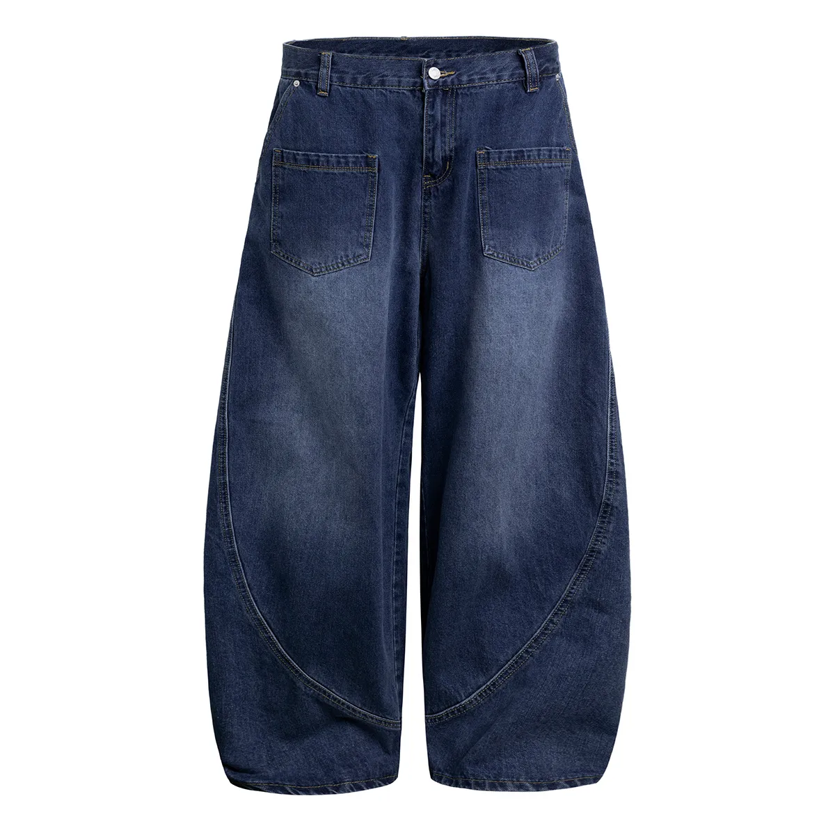 Jiayiku Trendy Brand  American Retro Washed Jeans Personalized Scimitar Pants Cleanfit Pants High Quality display picture 7