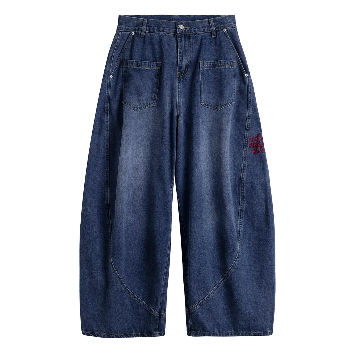 Jiayiku Trendy Brand  American Retro Washed Jeans Personalized Scimitar Pants Cleanfit Pants High Quality display picture 9