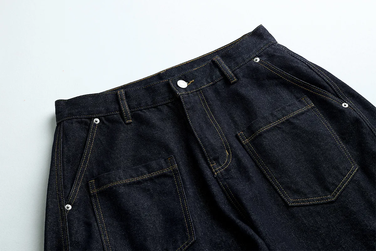 Jiayiku Trendy Brand  American Retro Washed Jeans Personalized Scimitar Pants Cleanfit Pants High Quality display picture 11