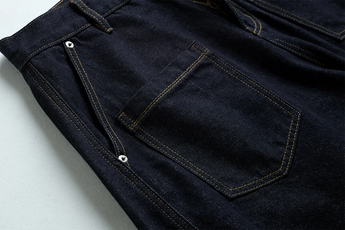 Jiayiku Trendy Brand  American Retro Washed Jeans Personalized Scimitar Pants Cleanfit Pants High Quality display picture 12