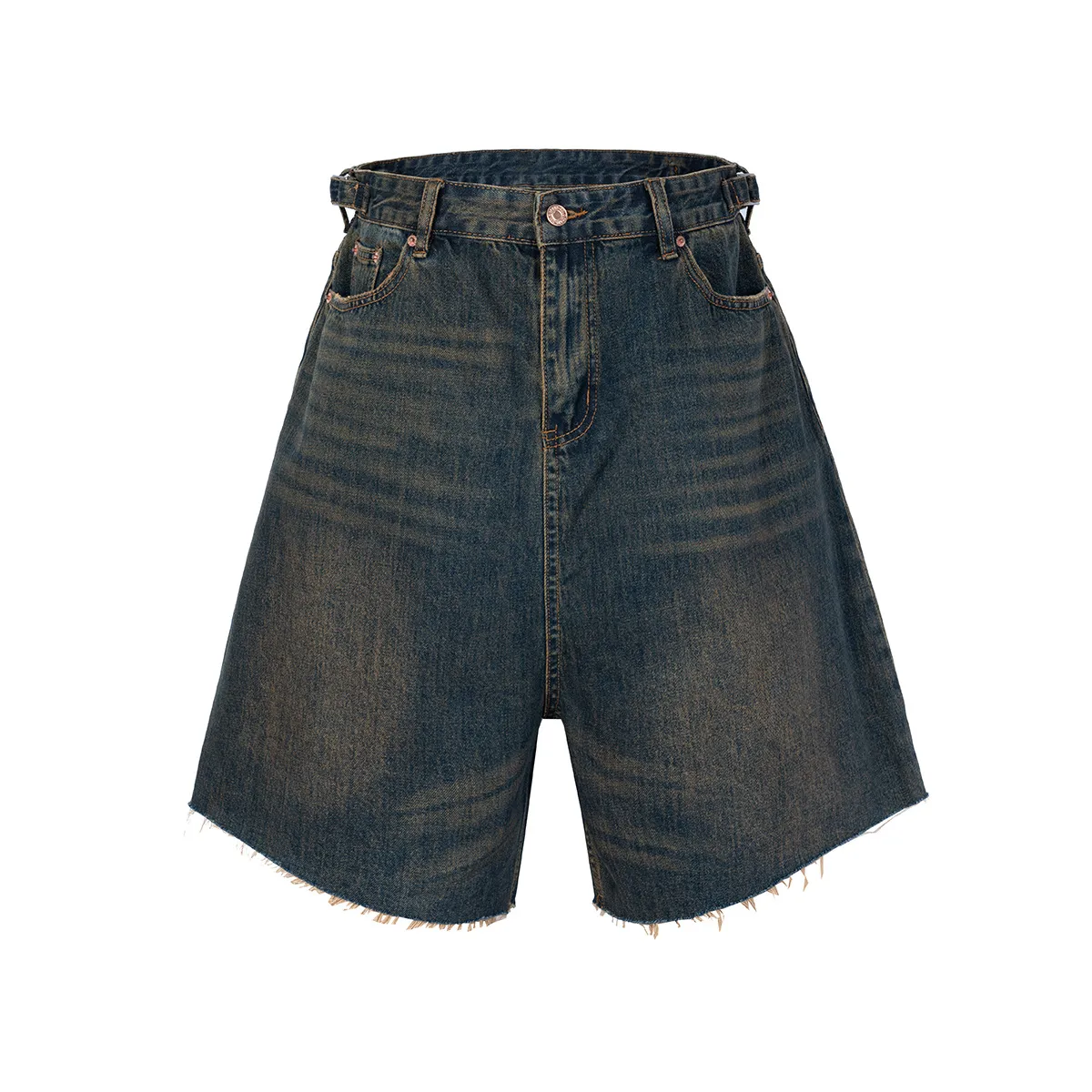 Jiayiku Men's  Summer Shorts  Street Fashion Brand Washed Mud-Dyed Cut Raw Edge Denim Pants display picture 3