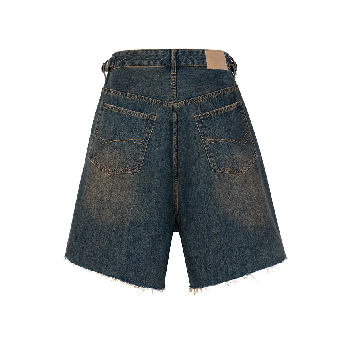 Jiayiku Men's  Summer Shorts  Street Fashion Brand Washed Mud-Dyed Cut Raw Edge Denim Pants display picture 4