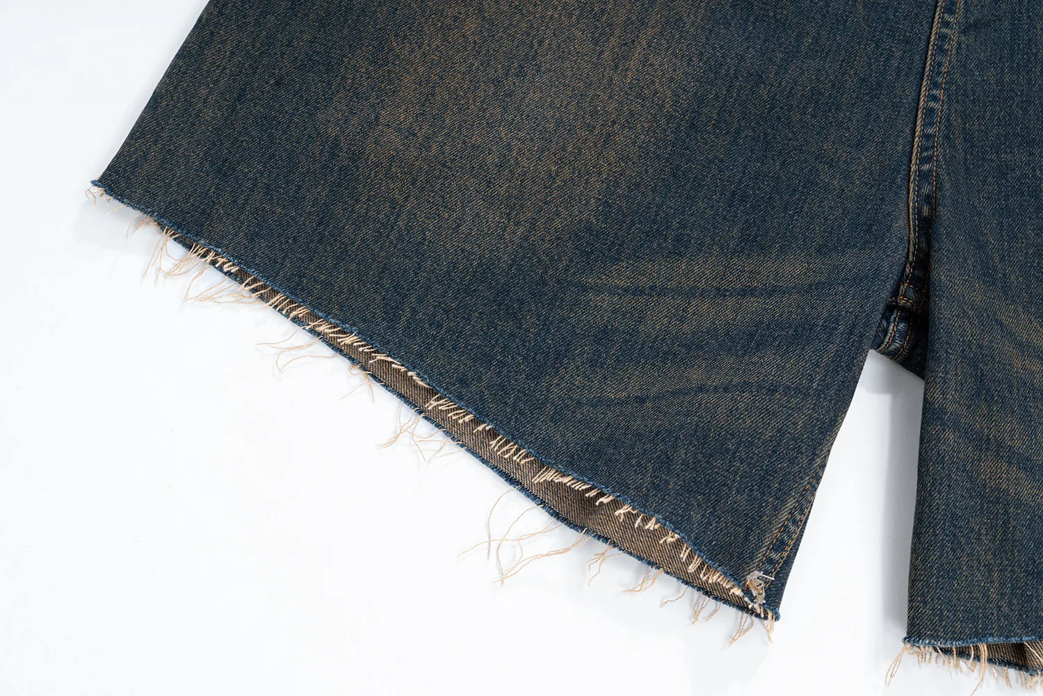 Jiayiku Men's  Summer Shorts  Street Fashion Brand Washed Mud-Dyed Cut Raw Edge Denim Pants display picture 14