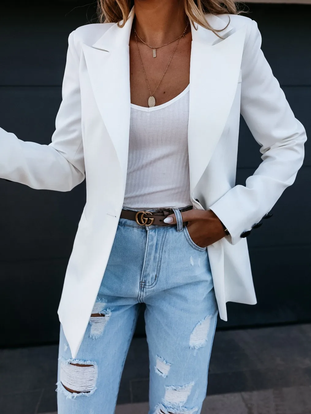 Spring Women's New  Designed   Long Sleeve Solid Color Button Suit Women's Jacket Cardigan display picture 5
