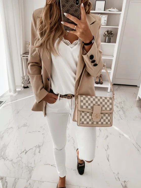 Spring Women's New  Designed   Long Sleeve Solid Color Button Suit Women's Jacket Cardigan display picture 15