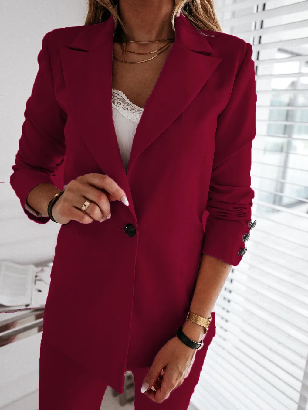 Spring Women's New  Designed   Long Sleeve Solid Color Button Suit Women's Jacket Cardigan display picture 30
