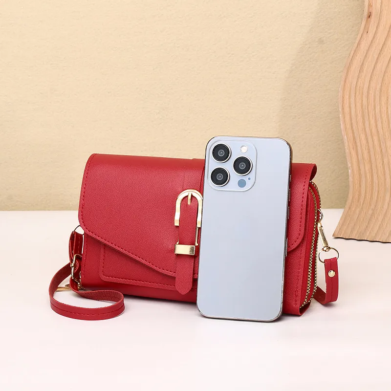 New Style Mobile Phone Bag Women's Fashionable Shoulder Crossbody Small Bag Cover Magnetic Buckle Multi-Layer Advanced Texture Mini Mobile Phone Bag display picture 3