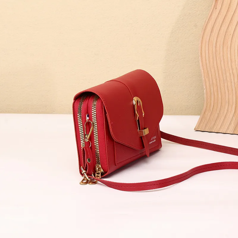 New Style Mobile Phone Bag Women's Fashionable Shoulder Crossbody Small Bag Cover Magnetic Buckle Multi-Layer Advanced Texture Mini Mobile Phone Bag display picture 4
