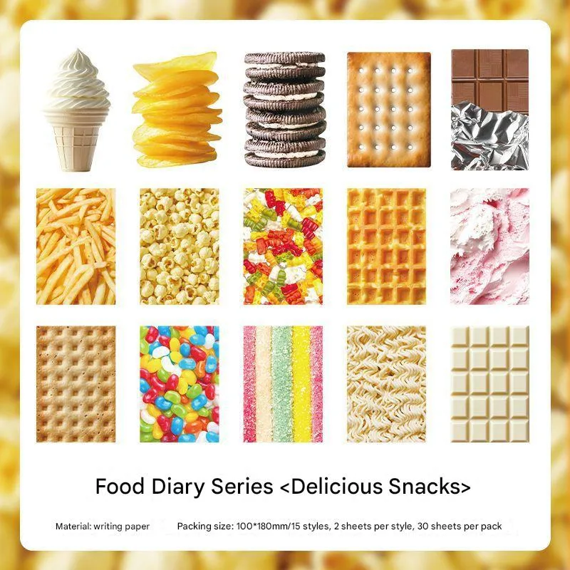Infeel.Me Writing Paper Material Pack Food Diary Series Food Theme Handbook Base Message Note Paper display picture 3