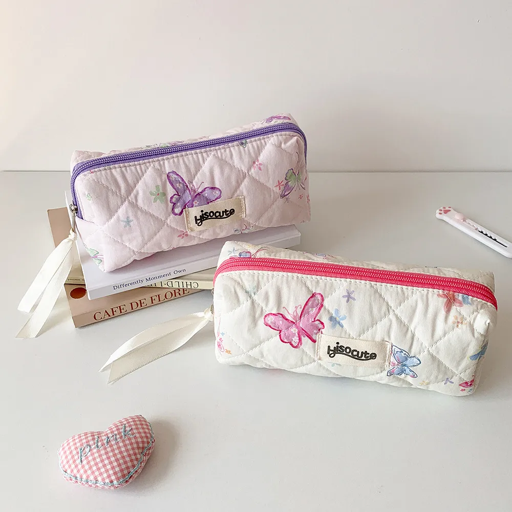 Ins New Version Of Butterfly Printing Storage Bag Student High Color Value Pencil Bag Pencil Bag Diy Hand Account Material Storage Bag Bag display picture 12