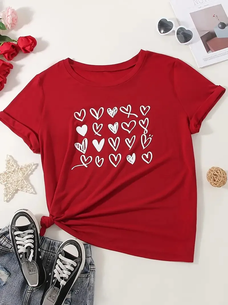 Women's T-shirt Short Sleeve T-Shirts Simple Style Classic Style Heart Shape display picture 1