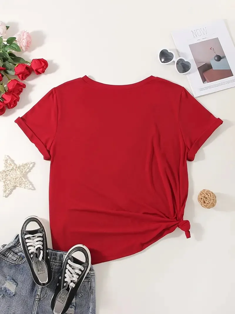 Women's T-shirt Short Sleeve T-Shirts Simple Style Classic Style Heart Shape display picture 5
