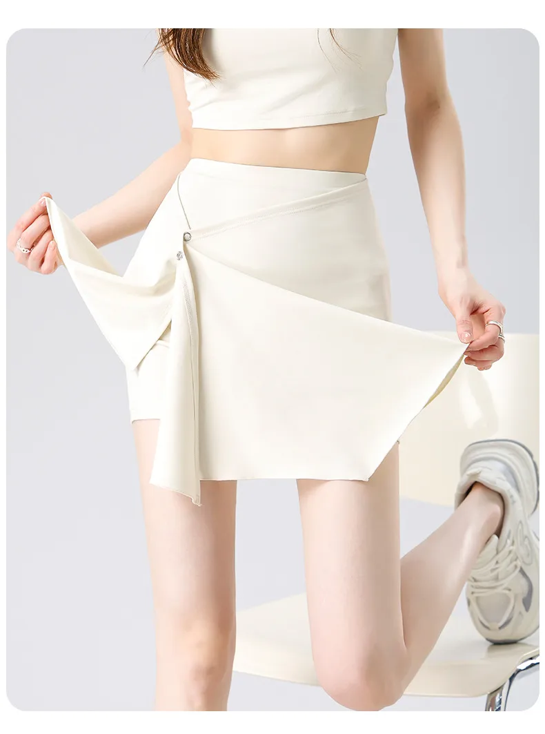 Two-Piece Short Skirt High Waist Hip Lifting Naked Yoga Pants Shorts Fart Curtain Outer Wear Running Pants Breathable Fitness Summer display picture 11