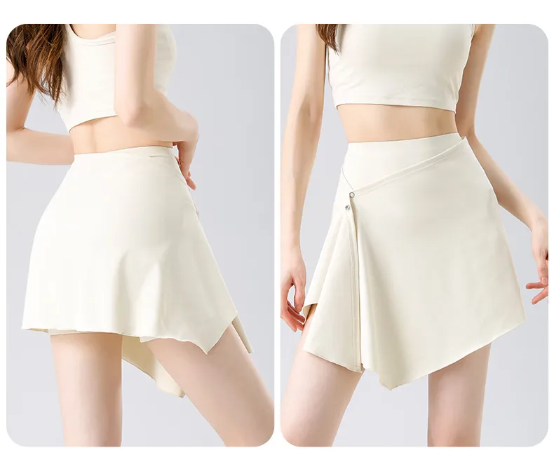 Two-Piece Short Skirt High Waist Hip Lifting Naked Yoga Pants Shorts Fart Curtain Outer Wear Running Pants Breathable Fitness Summer display picture 12