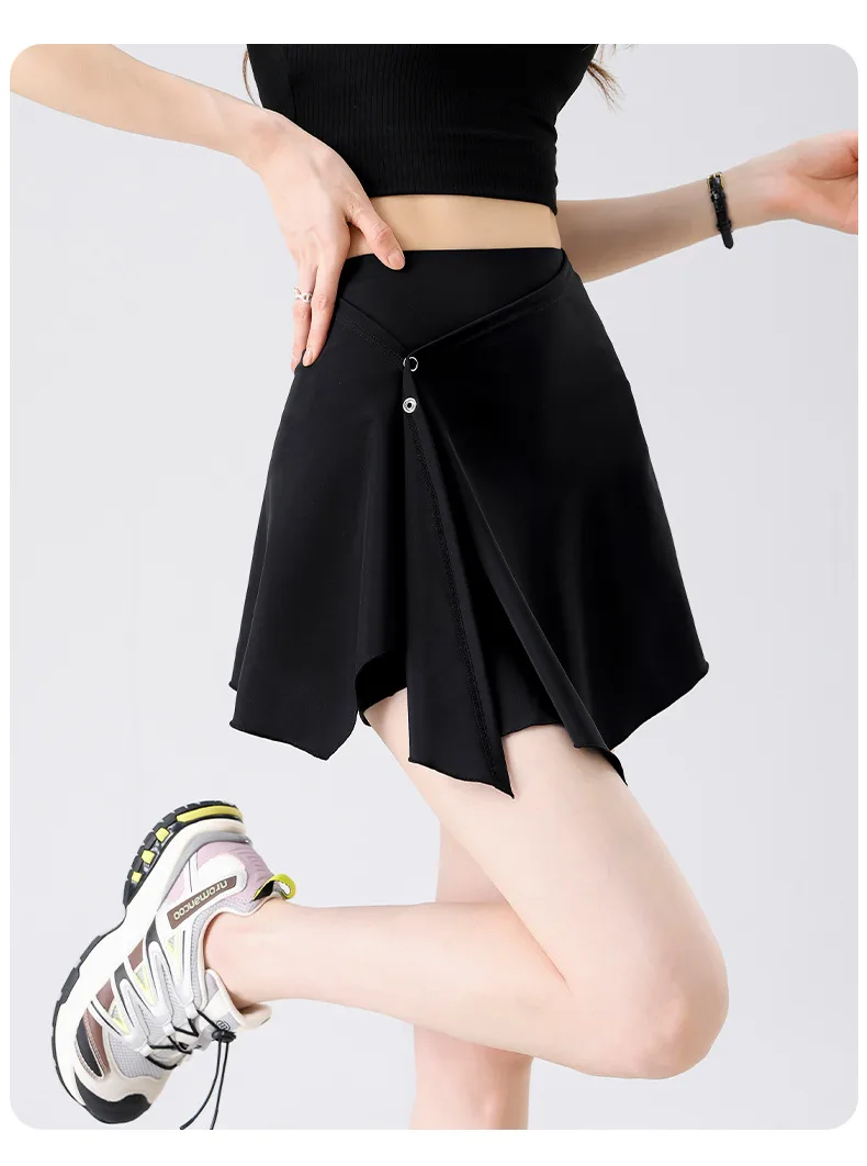 Two-Piece Short Skirt High Waist Hip Lifting Naked Yoga Pants Shorts Fart Curtain Outer Wear Running Pants Breathable Fitness Summer display picture 20