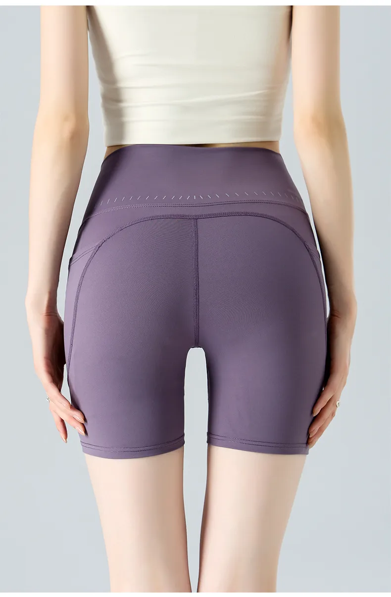Spring And Summer Yoga Pants Women's Bike Shorts High Waist Hip Leggings Tight Running Training Fitness Pants display picture 7